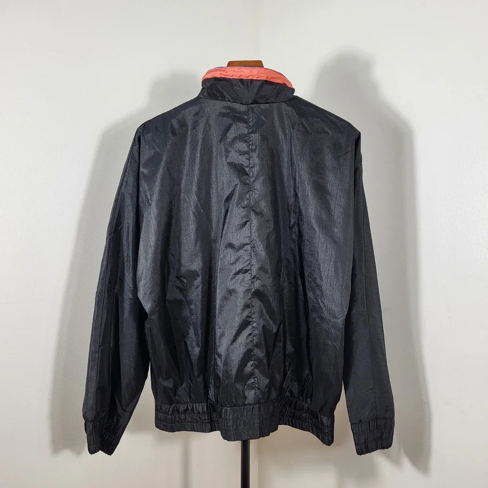 Westside Connection Vintage Colorblock Windbreaker Jacket Black Coral Blue Men M